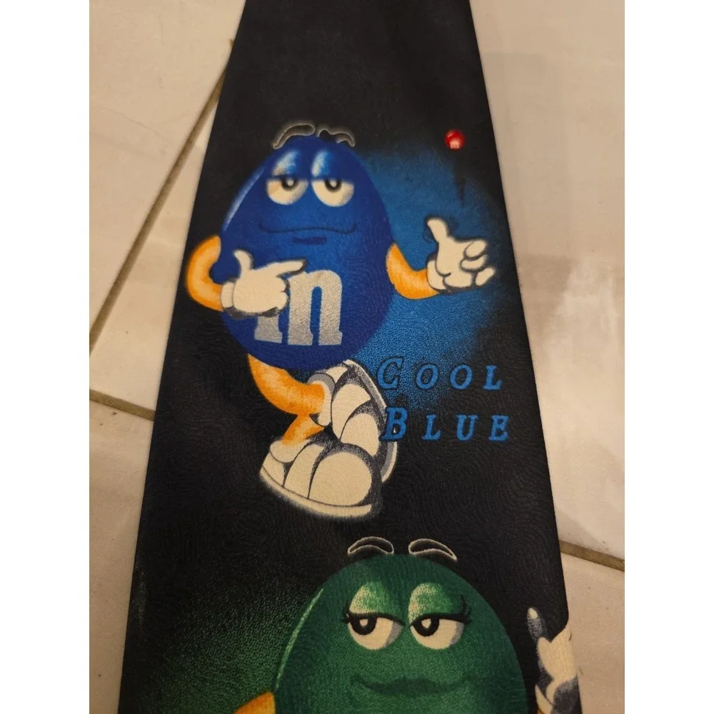 M&M's Brand‎ Character Slogans Novelty Tie Necktie Black 100% Polyester B1
